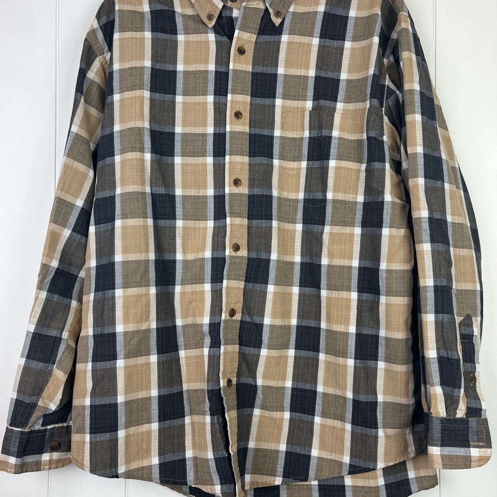 Haggar Men's Casual Plaid Shirt - Brown and Black